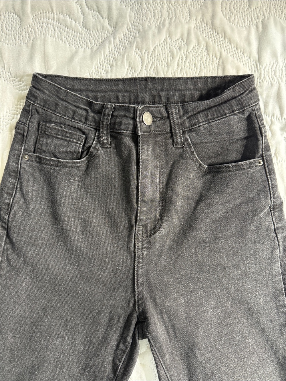 SHEIN Women's High-Rise Washed Black Jeans